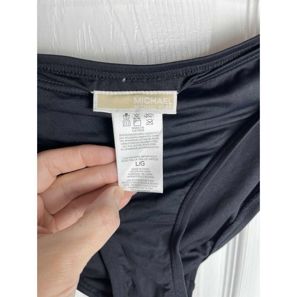 Michael Michael Kors Women's Solid Full Coverage Bikini Bottoms Black, Large - Picture 3 of 3